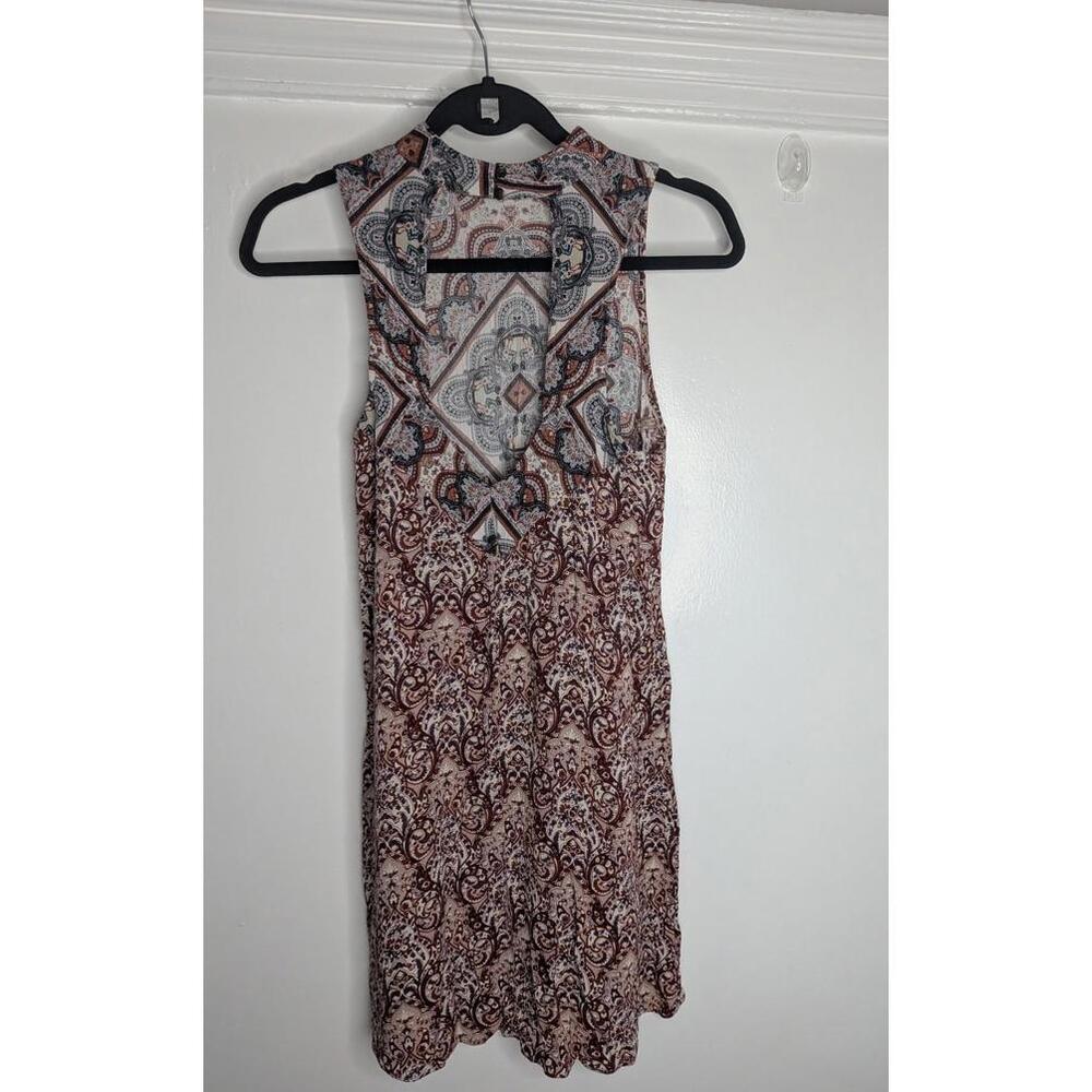 American Eagle Outfitters Dress Womens Small Brown Paisley High Neck Sleeveless - Picture 4 of 5